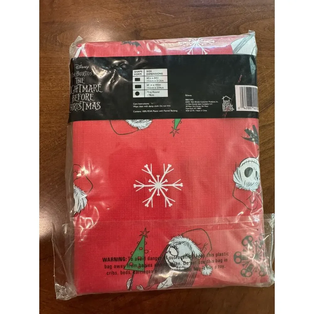 Disney The Nightmare Before Christmas Vinyl Tablecloth 60 x 84 Rectangle Xmas